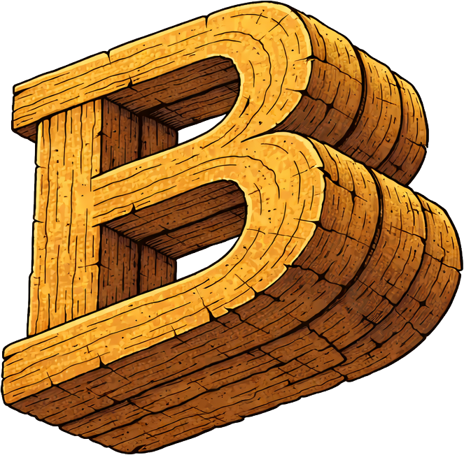 Built By Burks wooden B logo